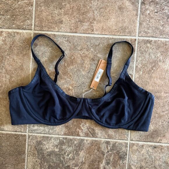 Skims Cotton Logo Demi Bra Soot Size 40C - Picture 1 of 8
